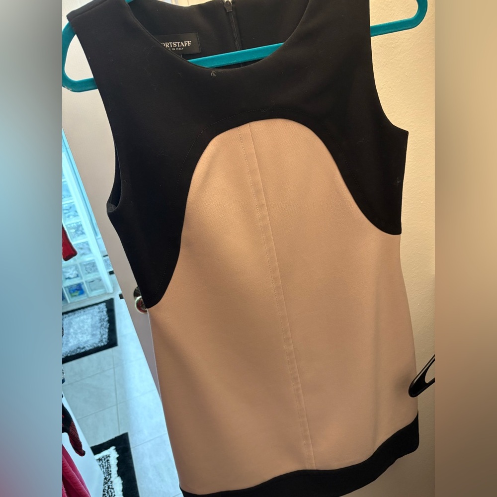 Chic Black and Cream Midi Dress